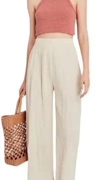 SAVANNAH MORROW Flow Boho Organic Cotton Pants Cream Size Small NWT