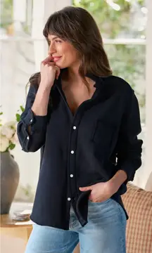 FRANK & EILEEN EILEEN RELAXED BUTTON UP TRIPLE FLEECE SWEATSHIRT SZ M