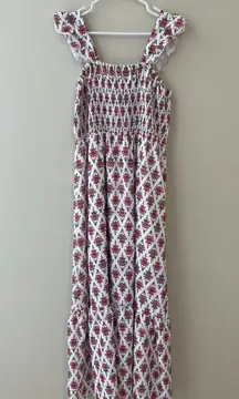 Ikat Pattern Pink Maxi Dress