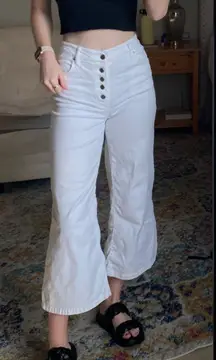 White Flare High waisted Crop Jeans