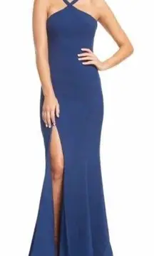 DRESS THE POPULATION Brianna Slit Halter Gown Size M