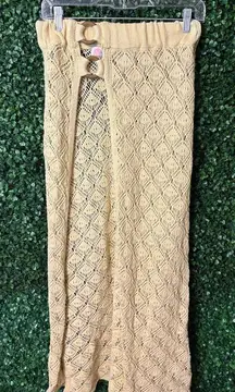 Free People Butter Yellow High Rise Crochet Cover Up Skirt Sz Small NWT