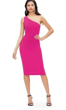 NWT  Martine Pink Ruched Midi Dress