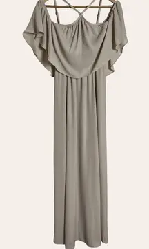 Show Me Your MuMu Rebecca Champagne Cream Off Shoulder Maxi Dress Size XS