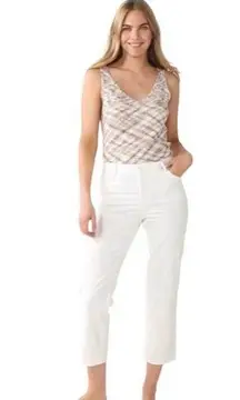 Nine West Orchard White High Rise Crop Straight Button Fly Jeans Plus Size 18