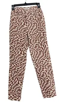 Rare PacSun Eco Trippy Checker Ultra High Waisted Slim Fit size 24 brown cream