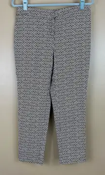 Chico’s Black & White Geometric Print Flat Front Ankle Pants 0 Small