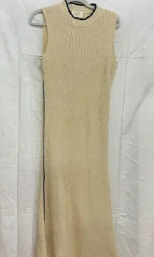 Dissh  Dakota Sleeveless Crew Neck Boucle Knit Maxi Sweater Dress Cream Women's M