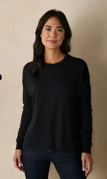 The Normal Brand Puremeso Split Side Overshirt Black High-Lo Rivet‎ Detail Small