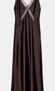 Zara SATIN LACE MIDI DRESS M