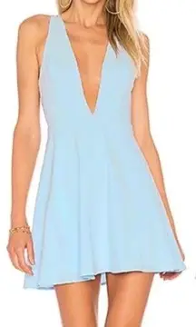 By the Way Sammie V-Neck Skater Dress Open Back Straps Light Blue Size S Revolve