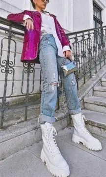 Lug Sole Leather Lace Up Boot