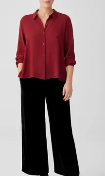 Silk Georgette Crepe Classic Collar
| EILEEN FISHER Red Button Down Shirt