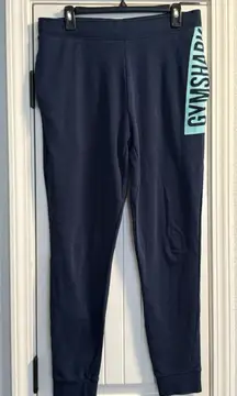 Gymshark Joggers Womens Large Blue Teal Logo Bold Moves Active Pants Drawstring