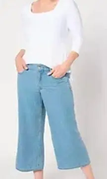 New NYDJ Brigitte Wide Leg Capri Light Marine LiftXtuck Technology Size 12 $99