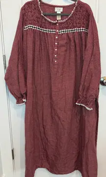 Vintage Nightgown SIZE 3X flannel plaid AMANDA STEWART 80s 90s classic long