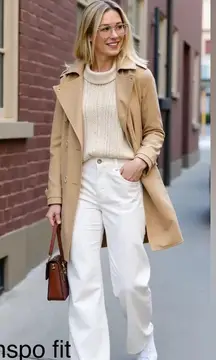 LOFT Sleeveless Cable Knit Turtleneck Sweater Vest Cream Soft Academia S/M