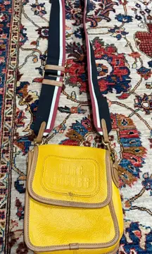 Marc Jacobs Yellow Leather Crossbody Bag Logo Flap Small Messenger Strap flaw