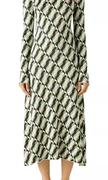 St. John Peridot Geometric Dress Green‎ Multicolor Size Large NWOT