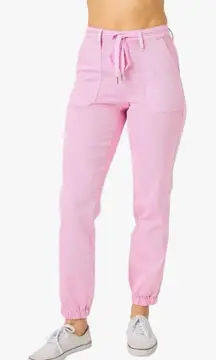 JUDY BLUE High Rise Garment Dyed Denim Joggers Size 16W Pink Casual Pants