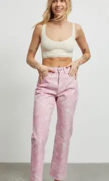 NEW BDG High-Waisted Cowboy Jeans Printed Colorful Denim Pink 26 NWT