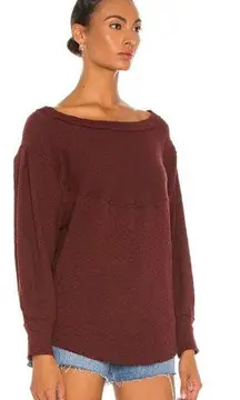 Free People NWT!  Oversized OG Long Sleeve Top in Cherry Cola XS