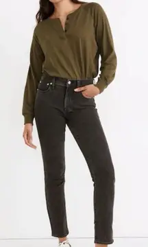 Madewell Mid-rise The Perfect Vintage Jean in Lunar wash Distressed Black Sz 26