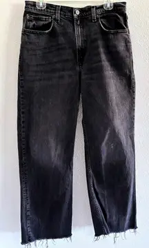 Abercrombie & Fitch Jeans Womens 30 Black Denim High Rise 90s Relaxed Raw Hem