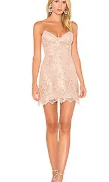 For Love and Lemons Bumble Lace Bustier Dress in Rose Gold