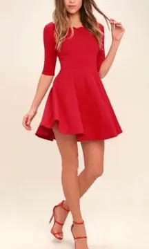 Lulus  red scalloped trim fit & flare dress