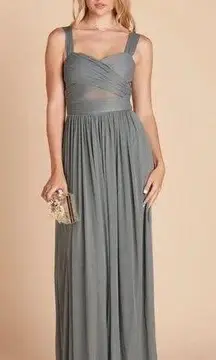 Birdy Grey  Elyse Sea Glass Mesh Cutout Pleated Chest Sleeveless Bridesmaid Dress