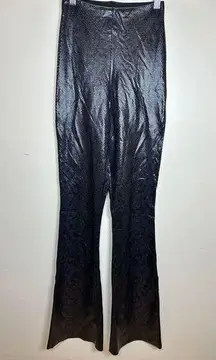 Commando  Women's Size Small Black Flared Legging Animal Print Faux Leather EUC