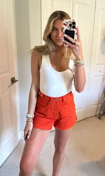 Orange Denim Shorts