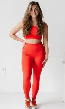 NWT Free People Set the Pace High Waist Leggings S Red