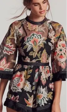 Alice McCall Georgie Boy Floral Embroidered Jumpsuit - Black and Multicolor