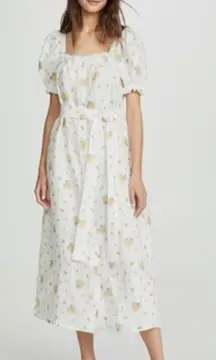 Sleeper Brigitte Linen Maxi Dress In Mimosa Size Medium NEW