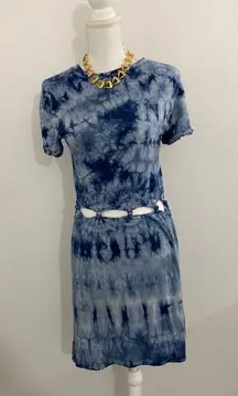 Knotted Cutout Waist Tie Dye Dress.