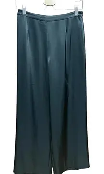 St. John Caviar Black Silky Wide-Leg Trouser Pants‎ Size 4