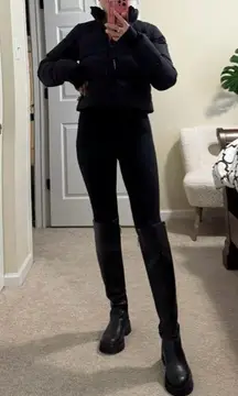 Vera Wang Evan Riding Boot  Black Leather Tall Riding Moto (Sz 9.5）