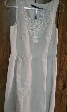 Kensie linen combo sheath lined dress Floral Trim size Med new with tag NWT$119