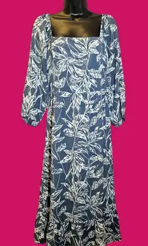 Collective Concepts Blue and White Floral Dress