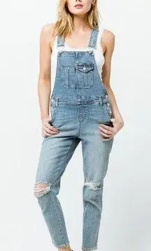 Tilly’s boyfriend ripped women’s denim overalls 3 26