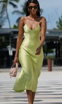 Dress light green Slip Midi Satin Effect Maxi Wedding Party