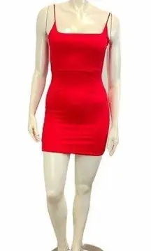 Nasty Gal  Sz 4 Clubwear Party Casual Square Neckline Red Spaghetti Strap Dress