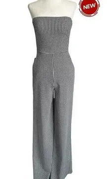 Express Black/White Houndstooth Stretch Jumpsuit Wide Leg Women XS NWT  | 34-31