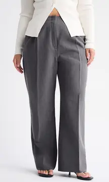 NWT Abercrombie Curve Love Sloane Tailored Wide Leg Pant 33 Long Gray Career