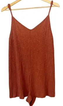 Roxy On Our Way Redwood Sleeveless Knit Ribbed Romper Size XL