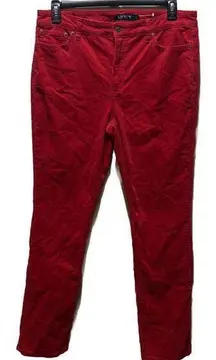 Lauren Ralph Lauren Corduroy Pants Womens 14 Red Straight Leg Stretch H34