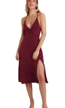 Lulus Lulu’s Cannon Burgundy Backless Midi Dress Medium Maroon Summer Wedding