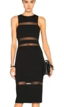 Alexander Wang Midi Length Sheath Dress Mesh Cutout Sleeveless Size XS Women's